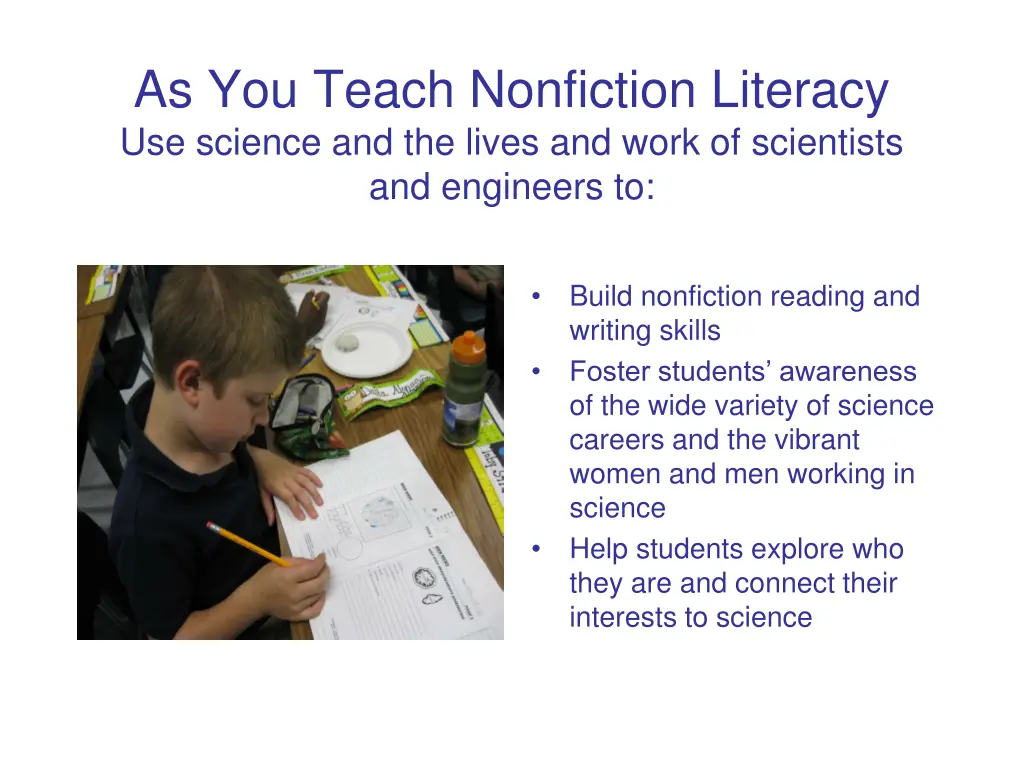 as you teach nonfiction literacy use science