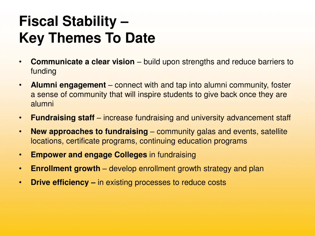 fiscal stability key themes to date