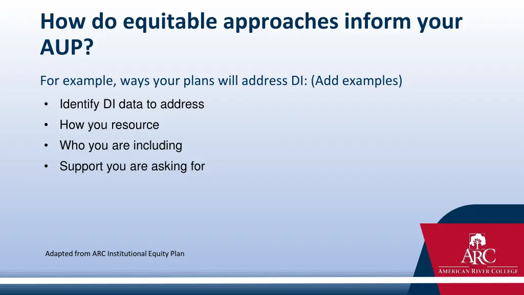 how do equitable approaches inform your aup