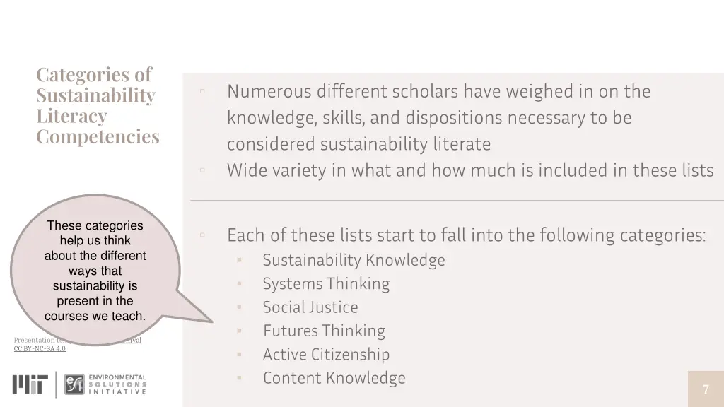 categories of sustainability literacy competencies