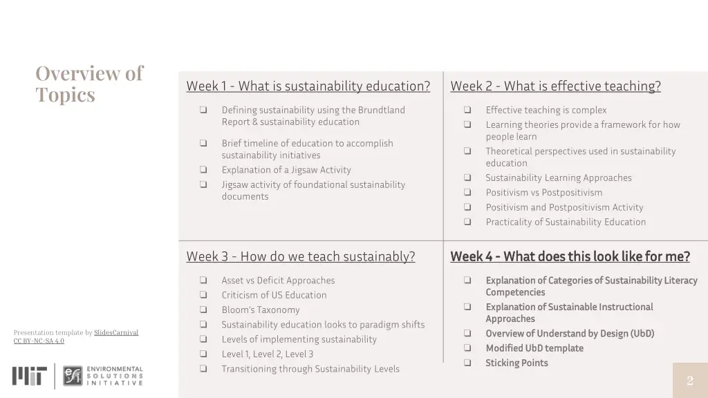 overview of topics