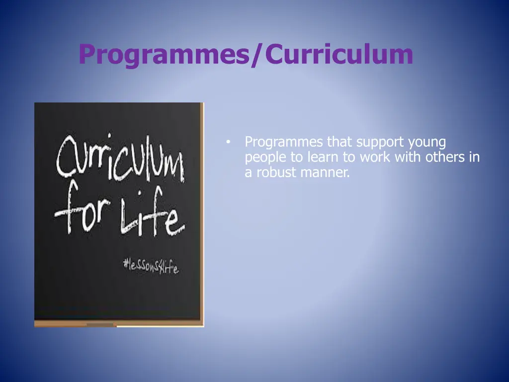 programmes curriculum