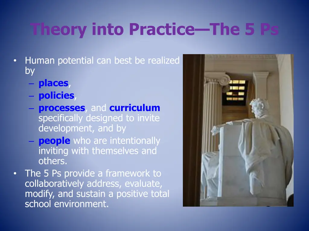 theory into practice the 5 ps