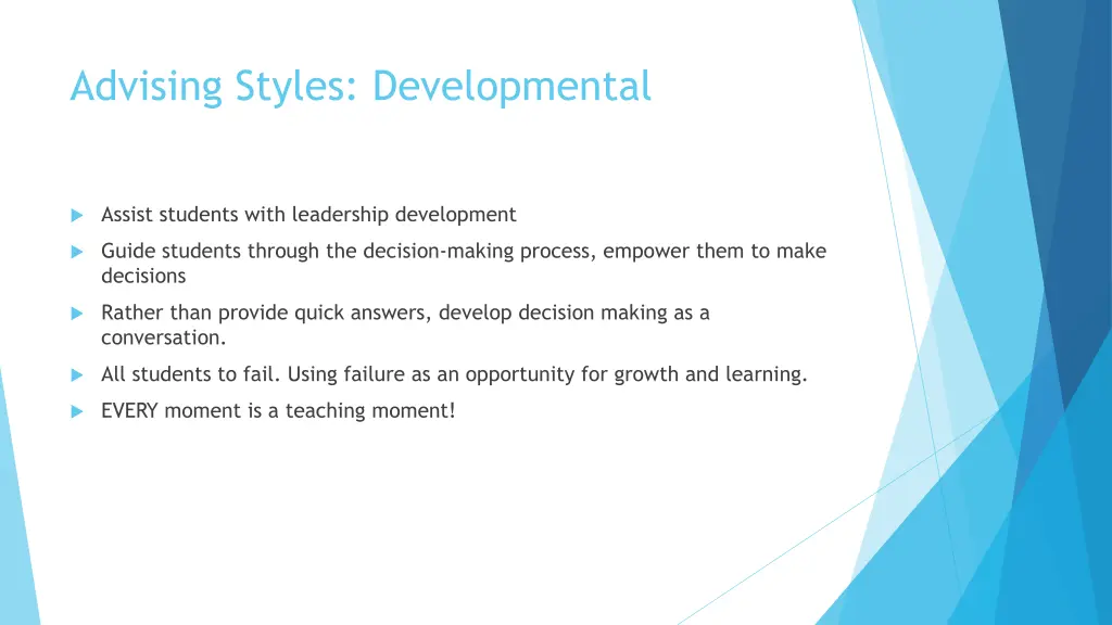 advising styles developmental