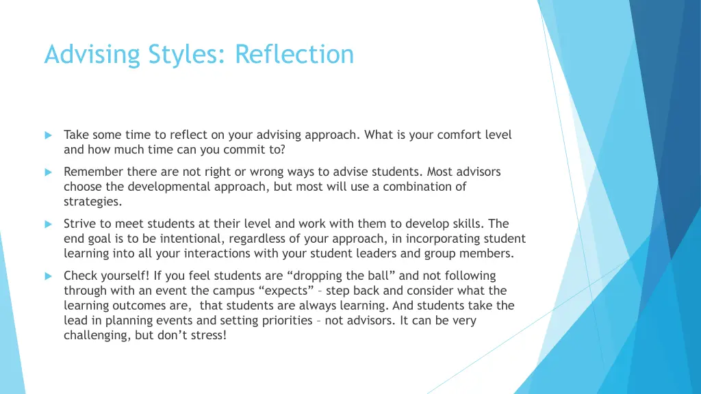 advising styles reflection 1