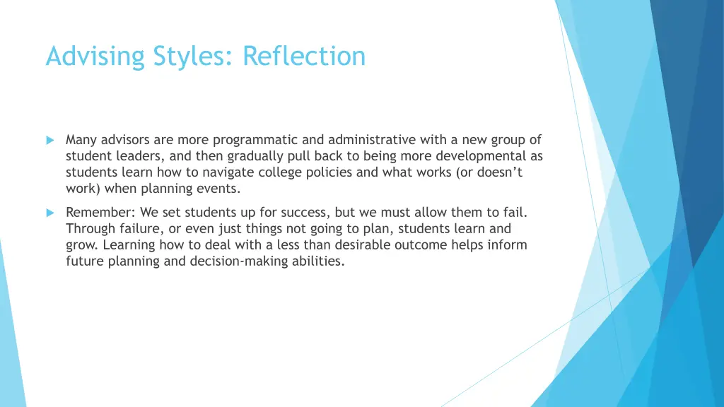 advising styles reflection