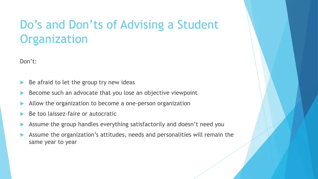 do s and don ts of advising a student organization 3