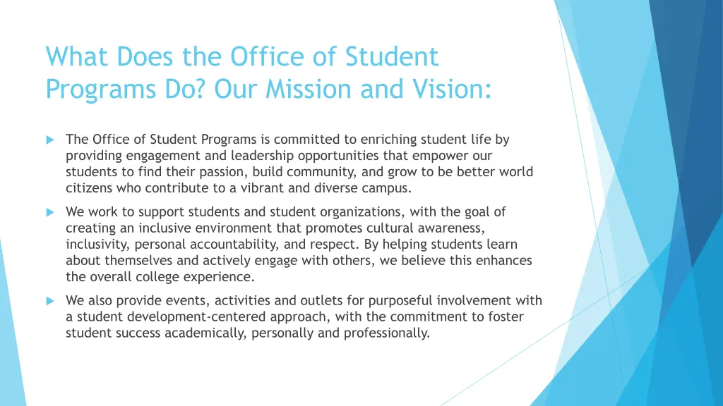 what does the office of student programs