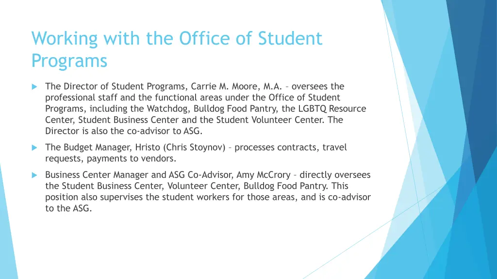 working with the office of student programs 1