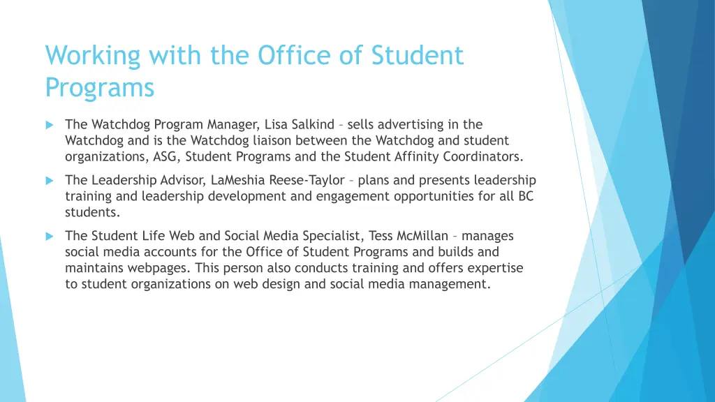 working with the office of student programs 2