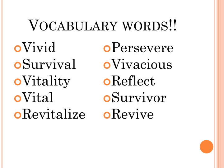 v ocabulary words