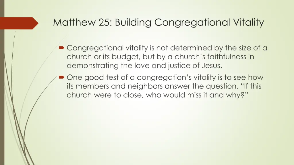 matthew 25 building congregational vitality 1