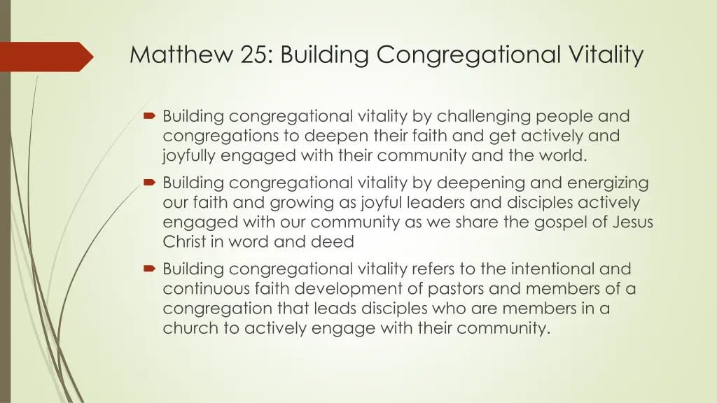 matthew 25 building congregational vitality