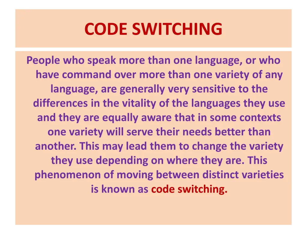 code switching