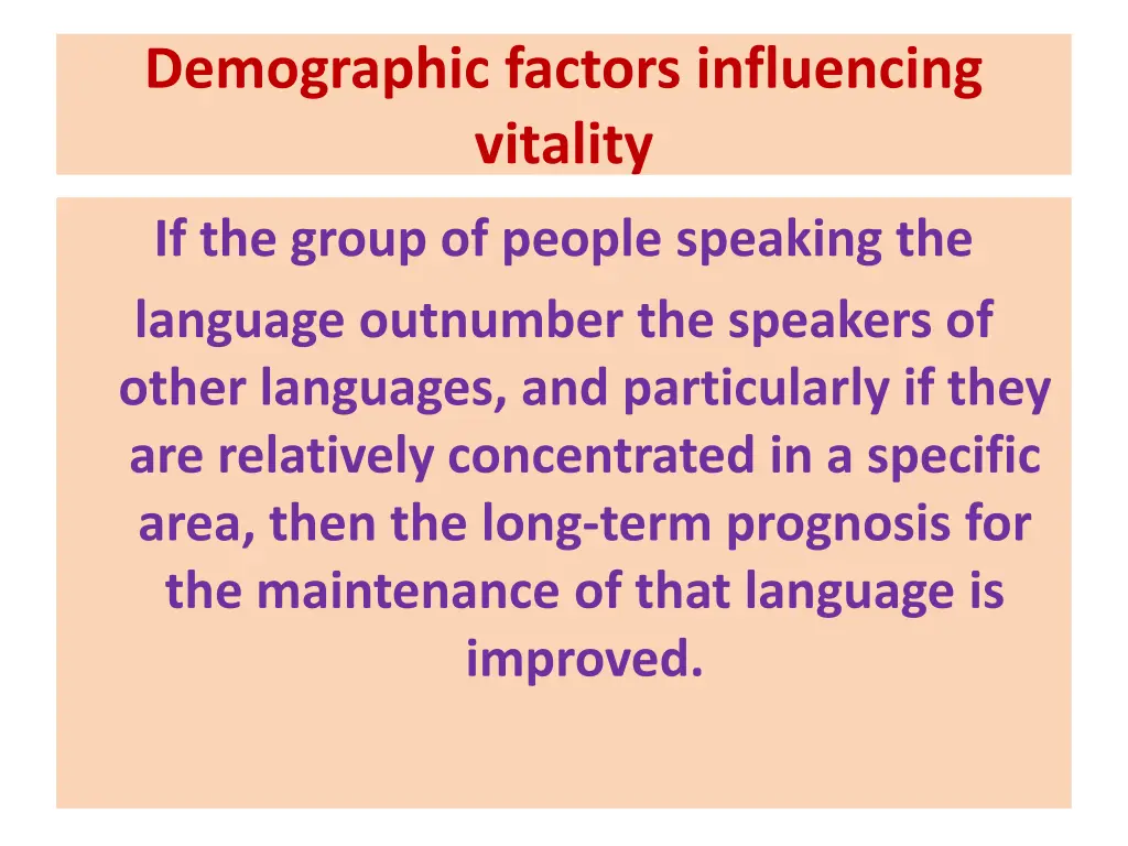 demographic factors influencing vitality