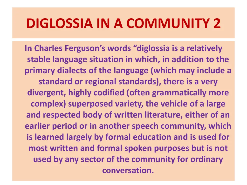 diglossia in a community 2