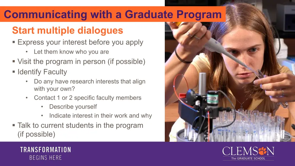 communicating with a graduate program