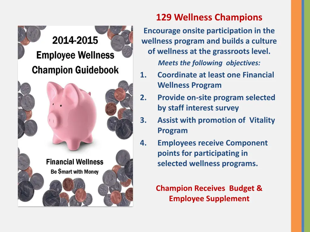 129 wellness champions encourage onsite