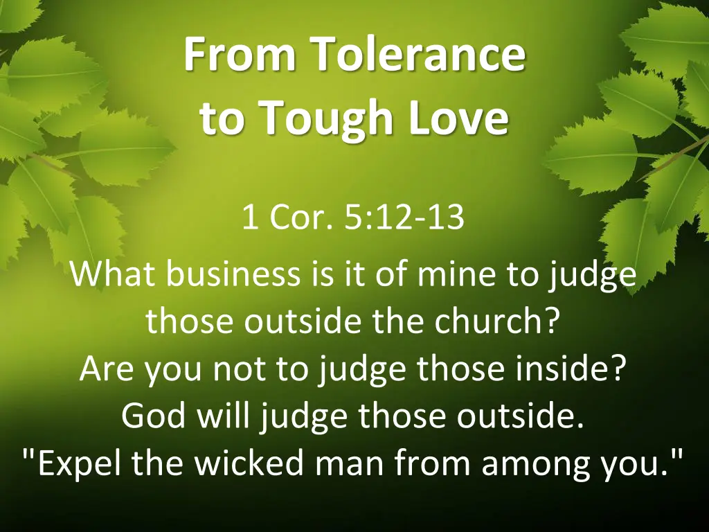 from tolerance to tough love