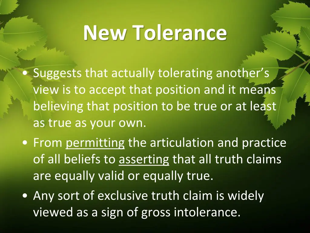 new tolerance