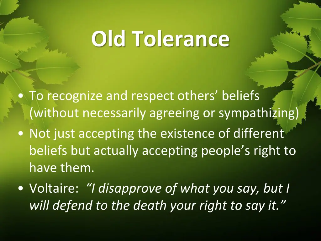 old tolerance