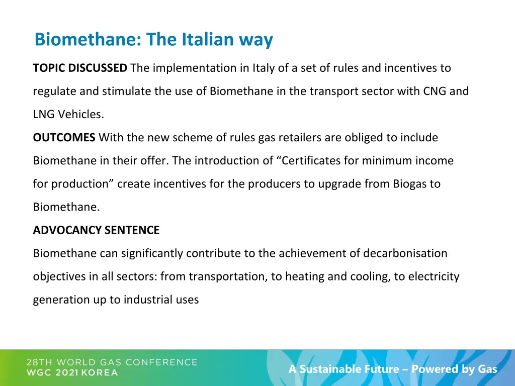 biomethane the italian way