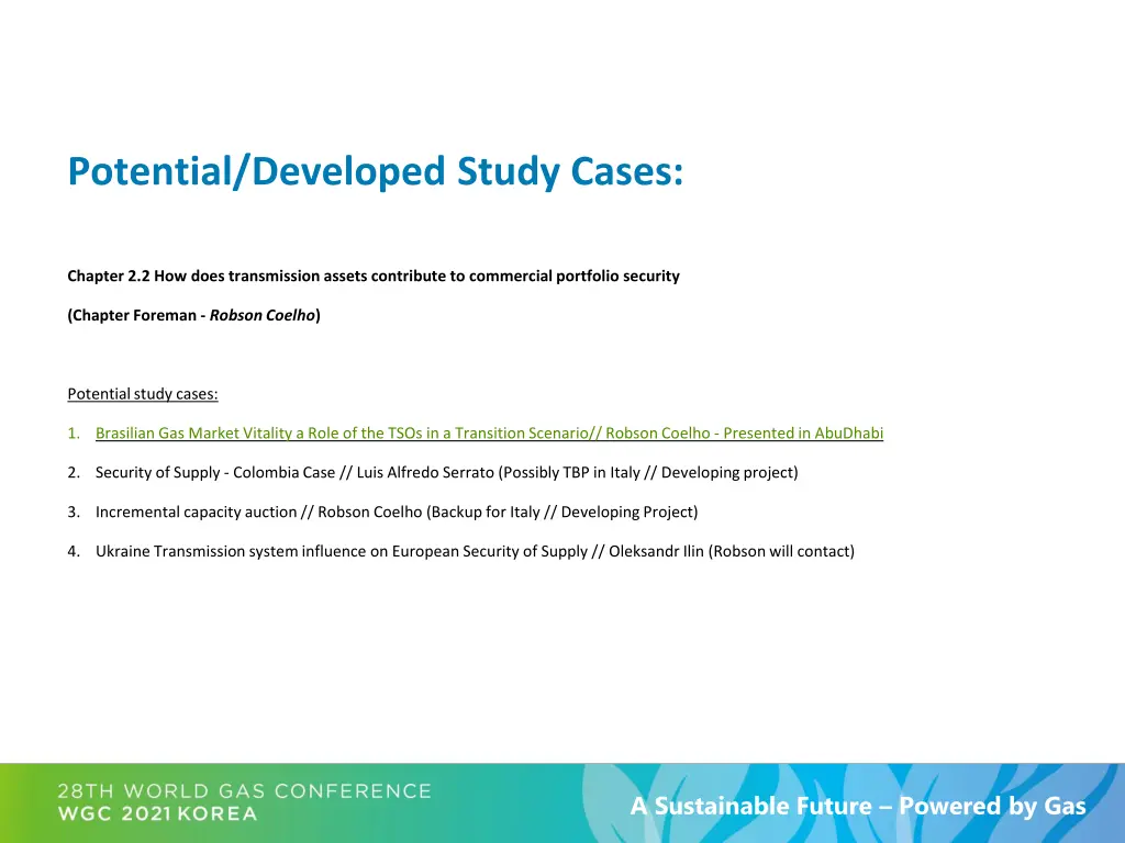 potential developed study cases 1