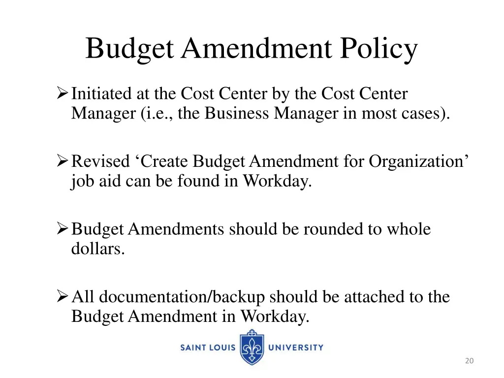 budget amendment policy 1