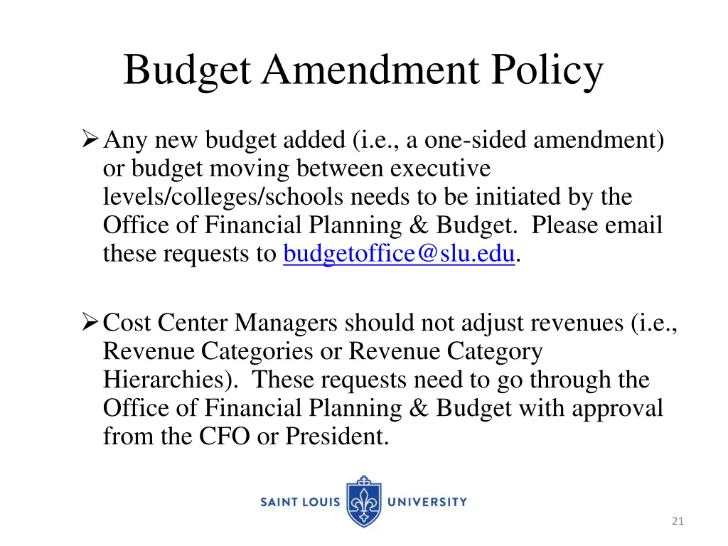 budget amendment policy 2