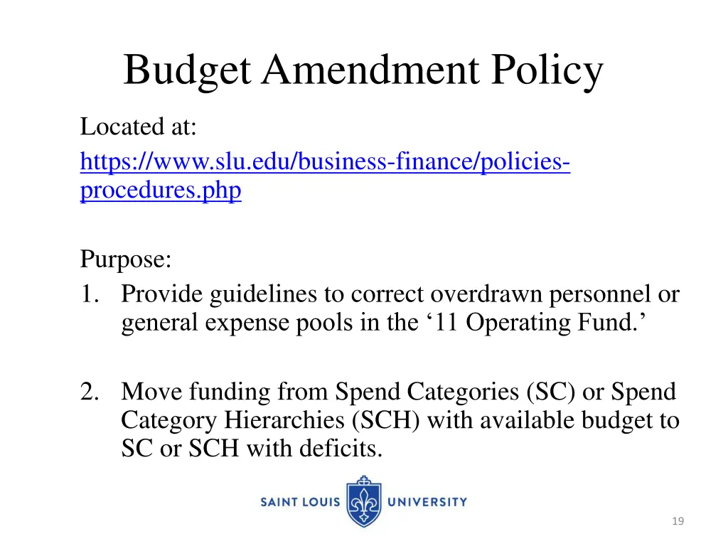 budget amendment policy