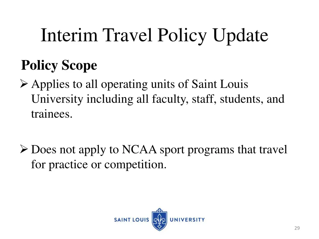 interim travel policy update