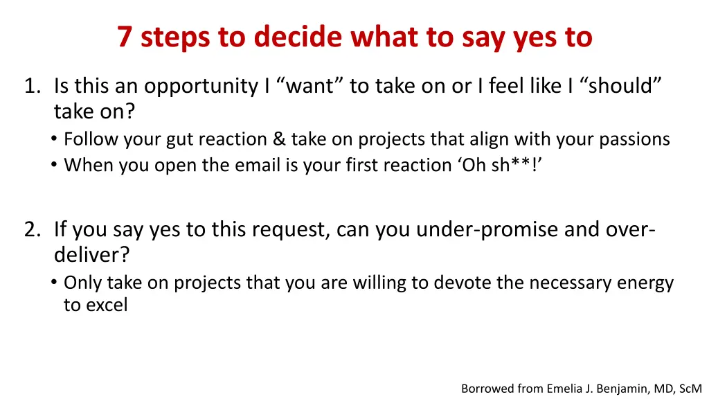 7 steps to decide what to say yes to