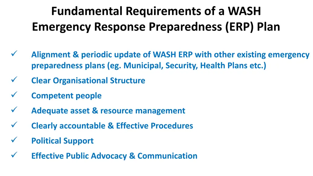 fundamental requirements of a wash emergency