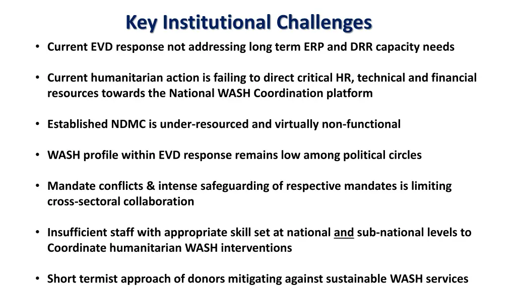 key institutional challenges