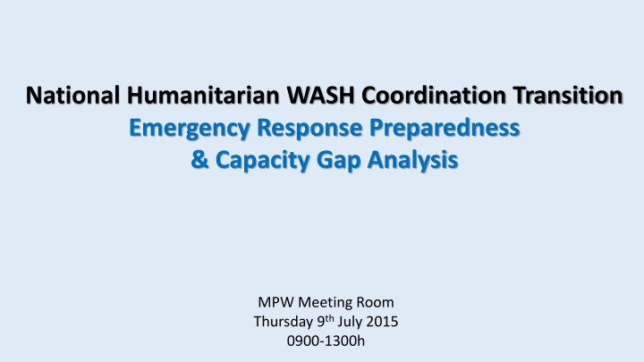 national humanitarian wash coordination