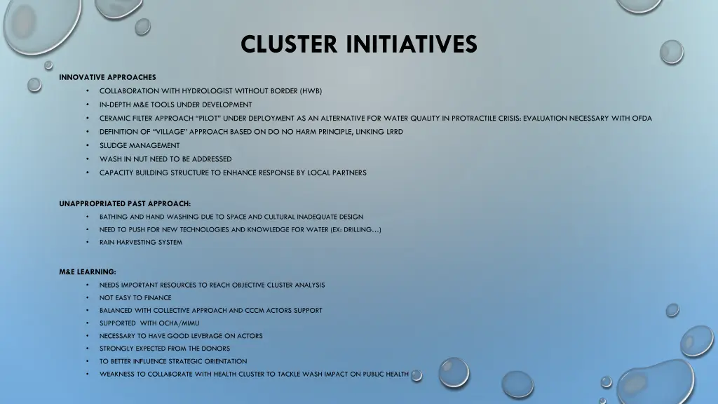 cluster initiatives