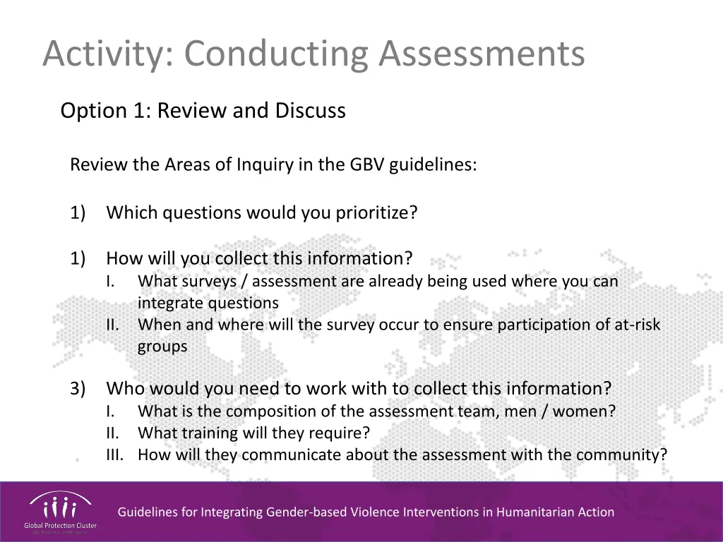 activity conducting assessments