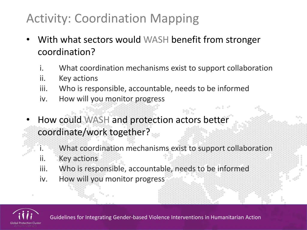 activity coordination mapping with what sectors