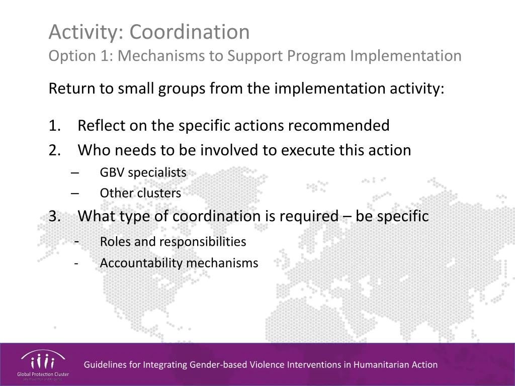 activity coordination option 1 mechanisms