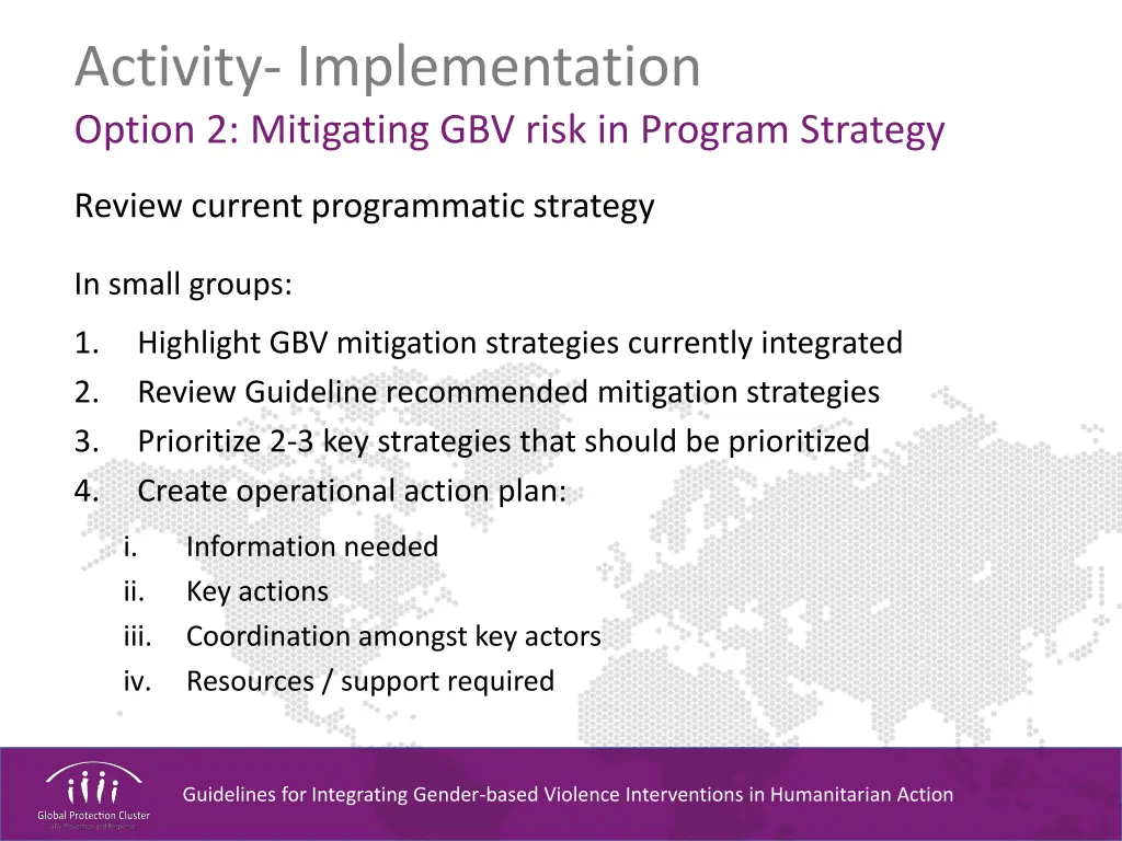 activity implementation option 2 mitigating