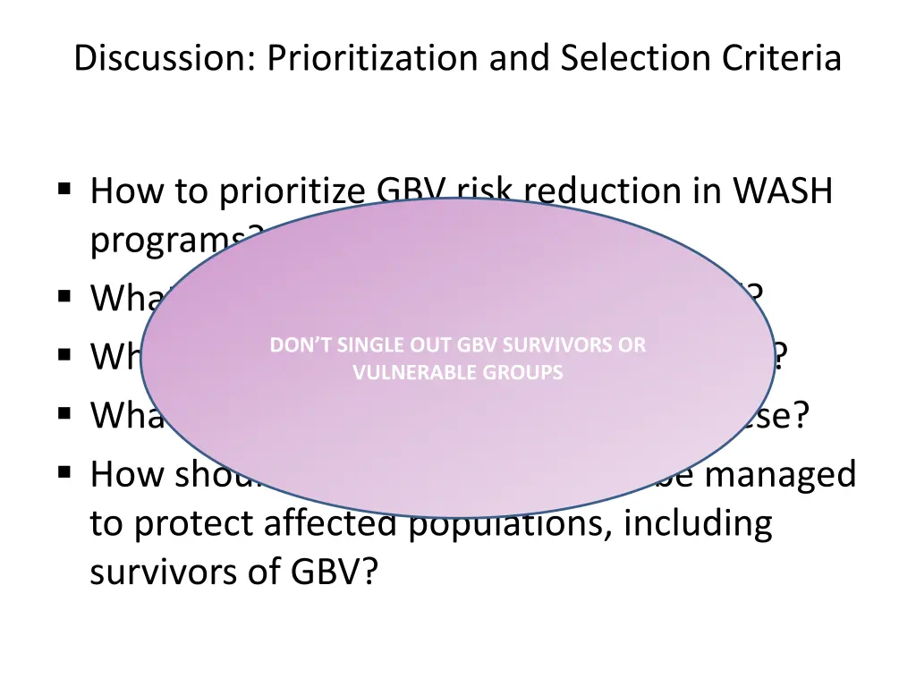 discussion prioritization and selection criteria