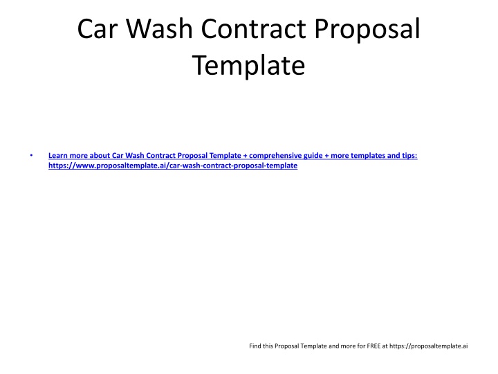 car wash contract proposal template