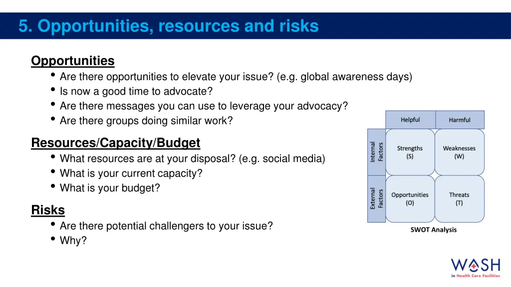 5 opportunities resources and risks