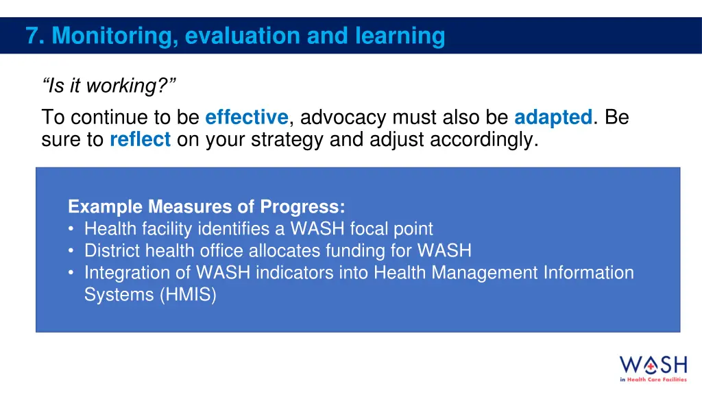 7 monitoring evaluation and learning