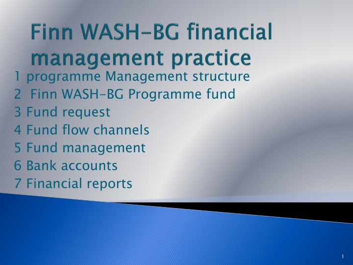 1 programme management structure 2 finn wash