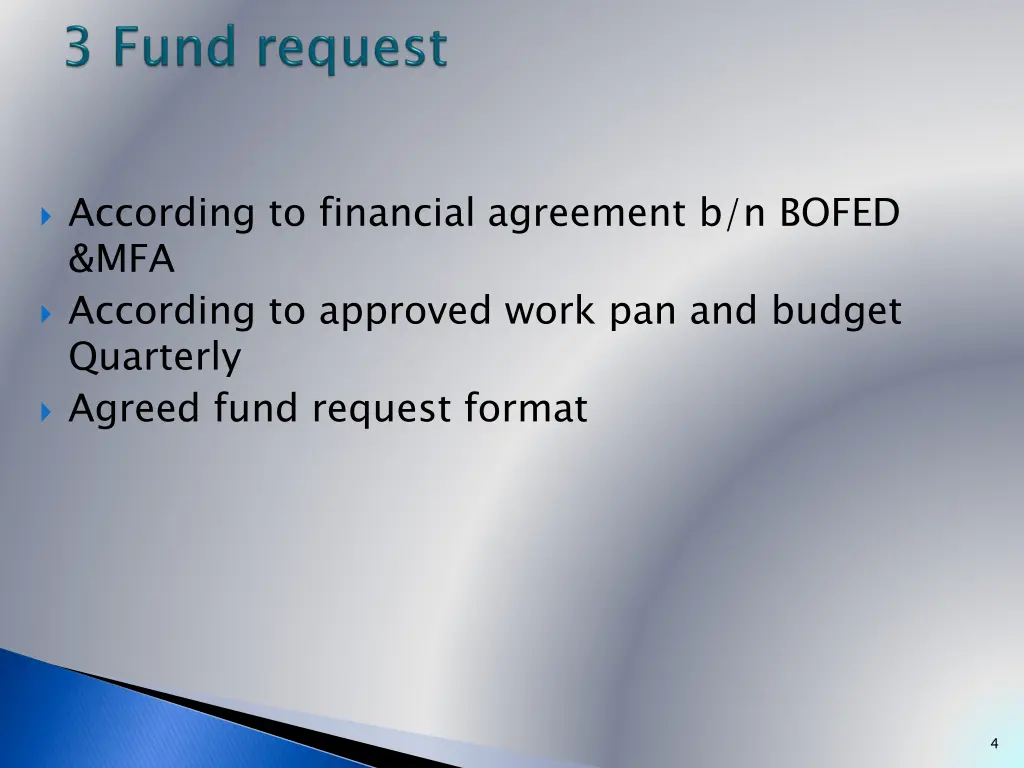 according to financial agreement b n bofed