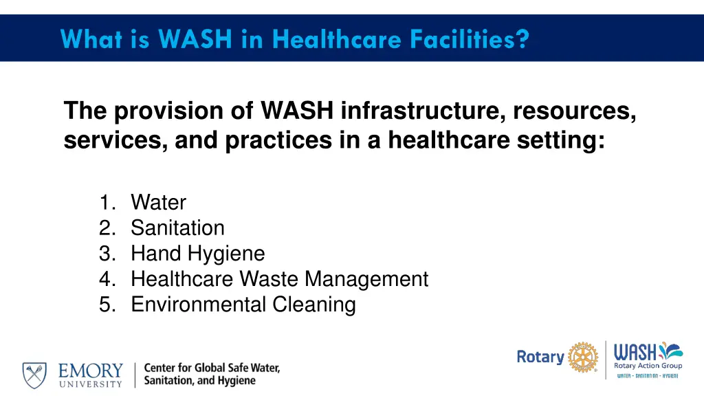 what is wash in healthcare facilities