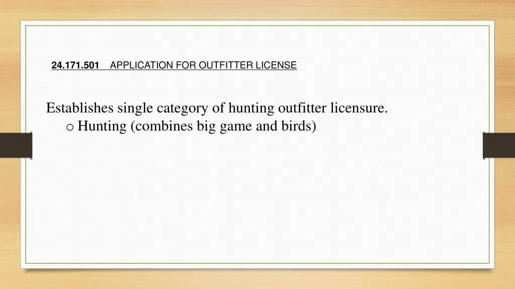 application for outfitter license