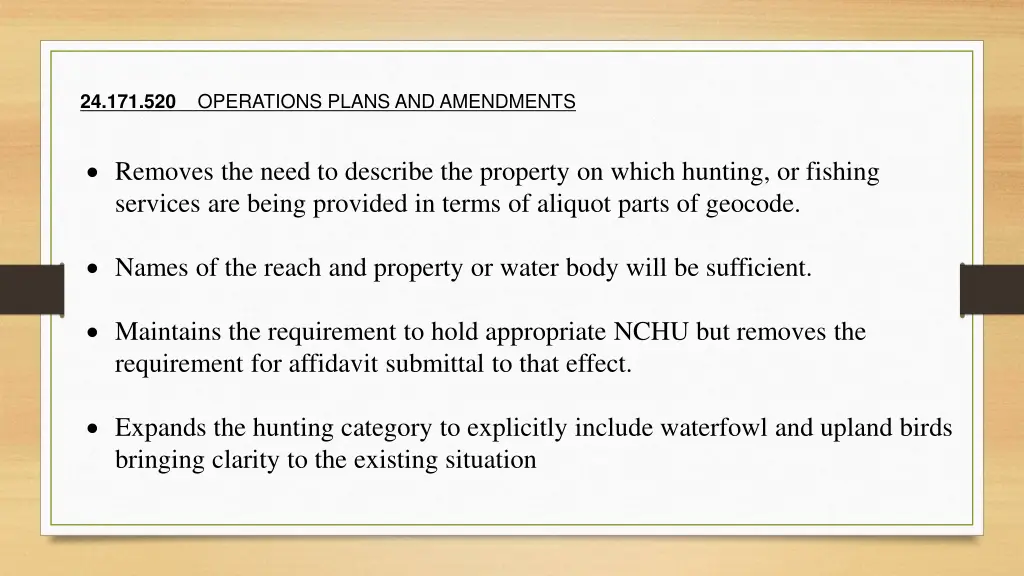 operations plans and amendments