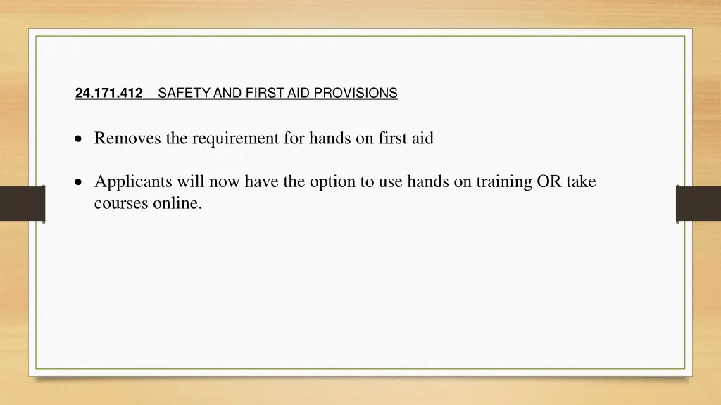 safety and first aid provisions